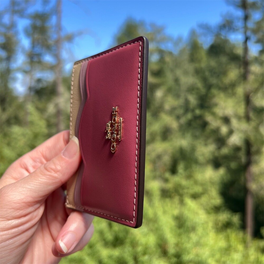 COACH Raspberry Slim Card Case Cardholder Wallet with Gold Hardware CW923 NWT - Picture 3 of 8